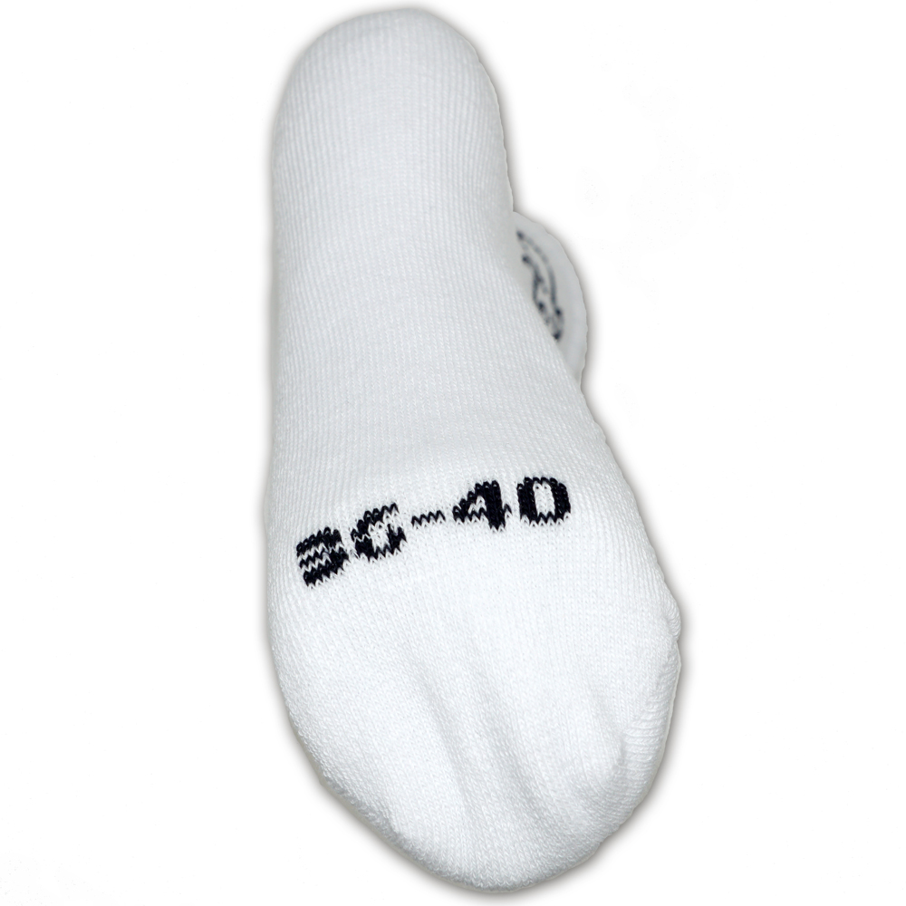 Weiße Socke mit Größeneinwebung in der Sohle - Nonvision