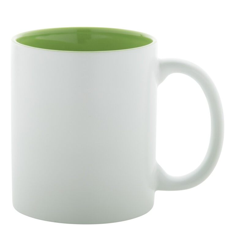 weiss grüne Tasse gravieren lassen