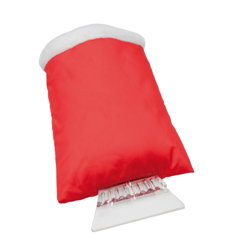 Eiskratzer mit rotem Handschuh mit Werbedruck