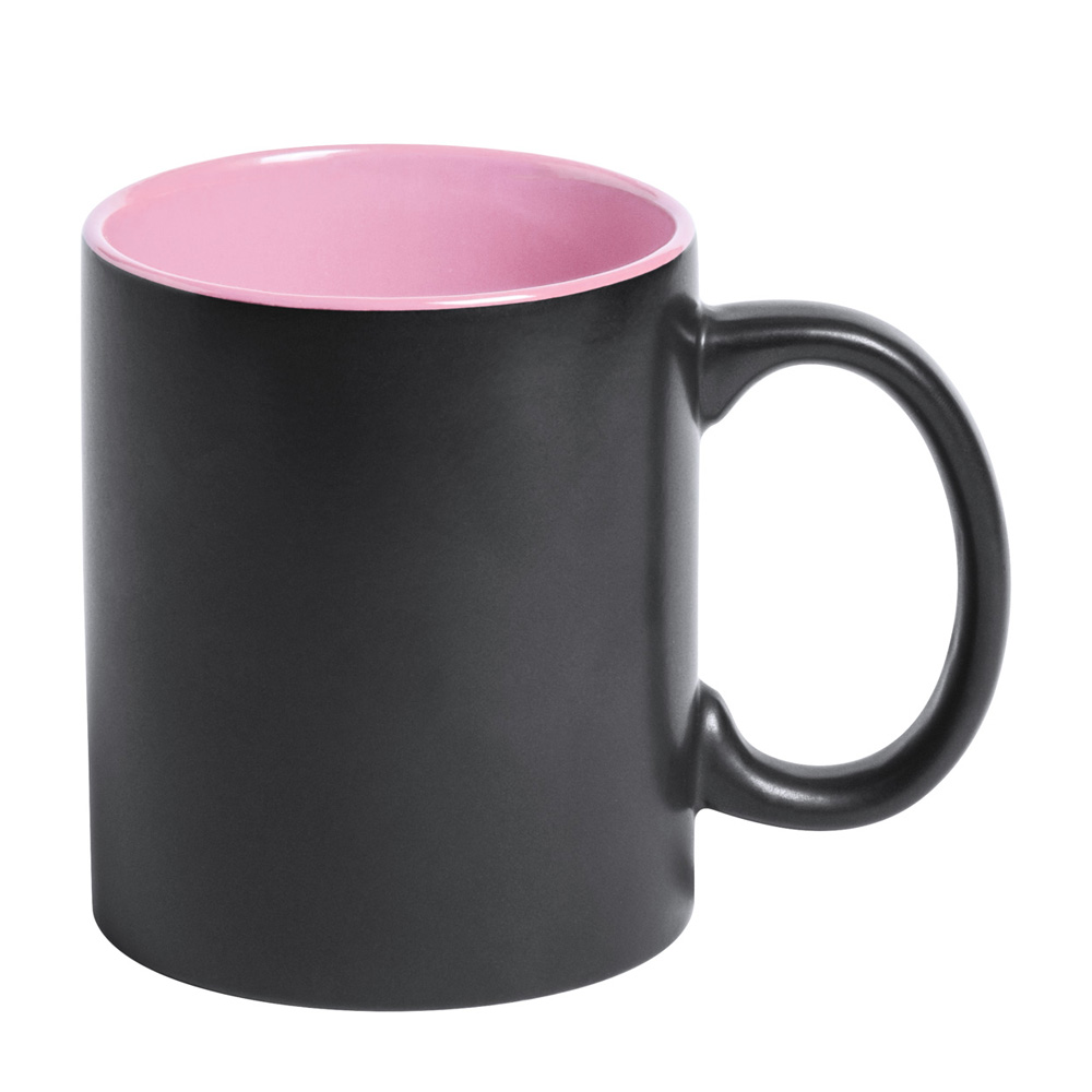 Schwarze Tasse mit Lasergravur pink