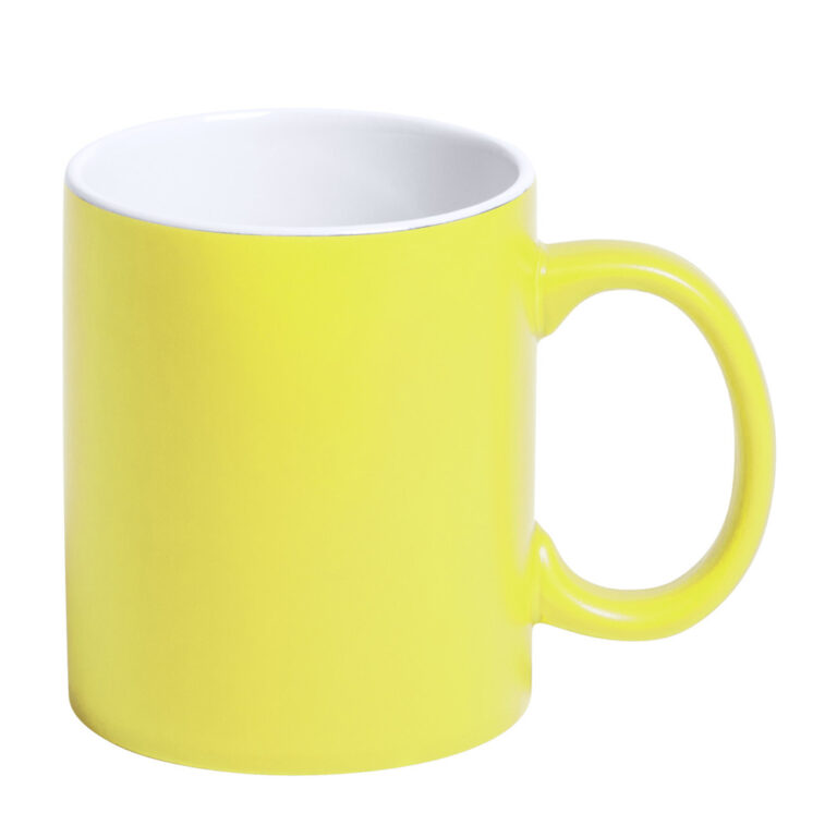 gelbe Tasse gravieren lassen