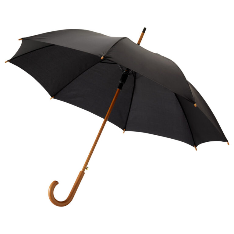 Regenschirm mit Holzgriff schwarz