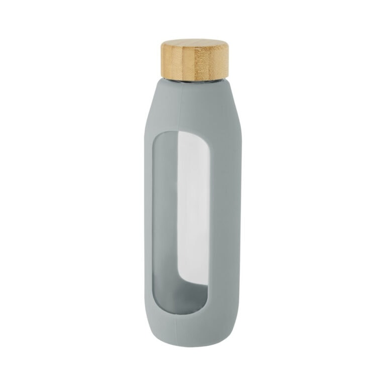 Glasflasche Tidan Silikonhülle grau