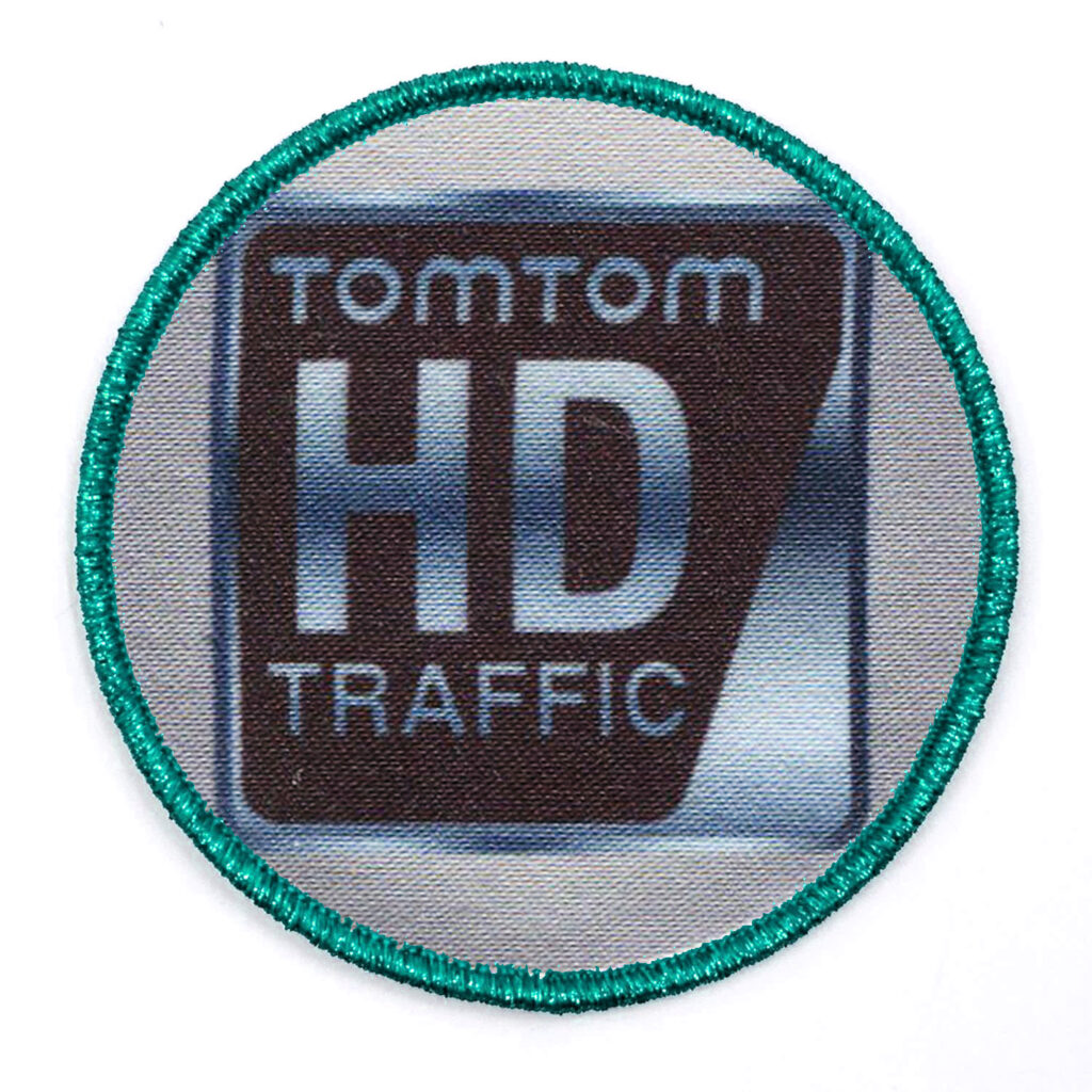 TomTom HD Traffic Logo auf Stoffabzeichen.