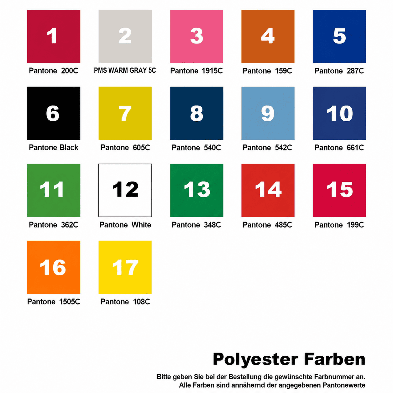 Lagerfarben für Sattelschützer aus Polyester