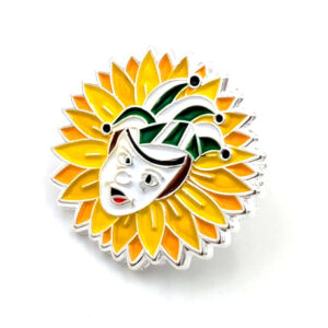 Clown-Maske mit gelber Blume und grünen Details