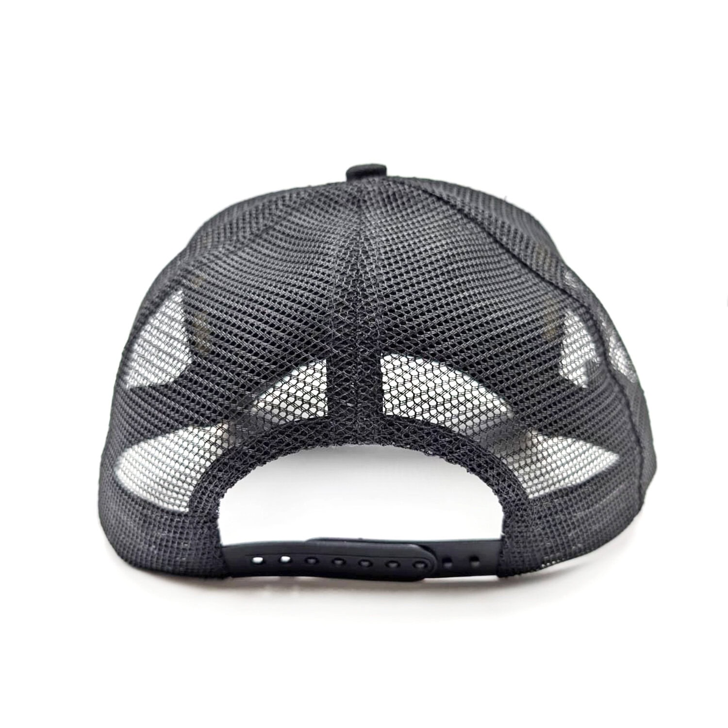 Schwarze Netztrucker-Kappe von hinten